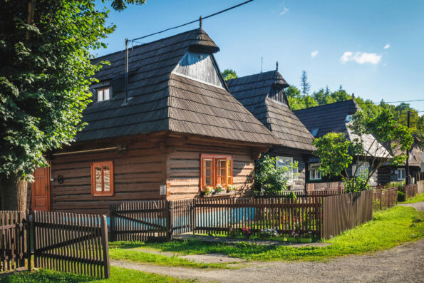 The peculiar village PODBIEL, lying in the north of Slovakia in the Orava region, "Bobrov Rally" (Roller), where the complex of original wooden log houses built in the 19th and early 20th century was preserved.