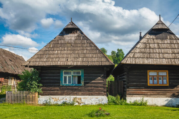 The peculiar village PODBIEL, lying in the north of Slovakia in the Orava region, "Bobrow Rally" (Roller), where the complex of original wooden log houses built in the 19th and early 20th century was preserved.