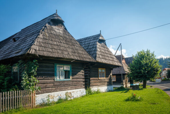 The peculiar village PODBIEL, lying in the north of Slovakia in the Orava region, "Bobrow Rally" (Roller), where the complex of original wooden log houses built in the 19th and early 20th century was preserved.